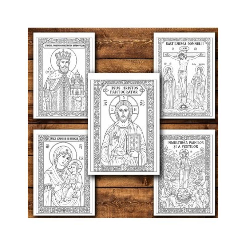 Carti si Birotica - Carti - Carti pentru copii - Carti de colorat - Carte de colorat, 50 de ilustratii Icoane Ortodoxe - sa verific simbolurile si scrisul daca inseamna ceva, 106 pagini... - Infinity.ro