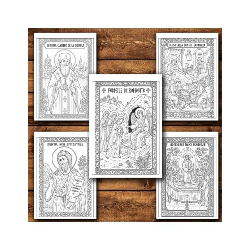Carti si Birotica - Carti - Carti pentru copii - Carti de colorat - Carte de colorat, 50 de ilustratii Icoane Ortodoxe - sa verific simbolurile si scrisul daca inseamna ceva, 106 pagini... - Infinity.ro