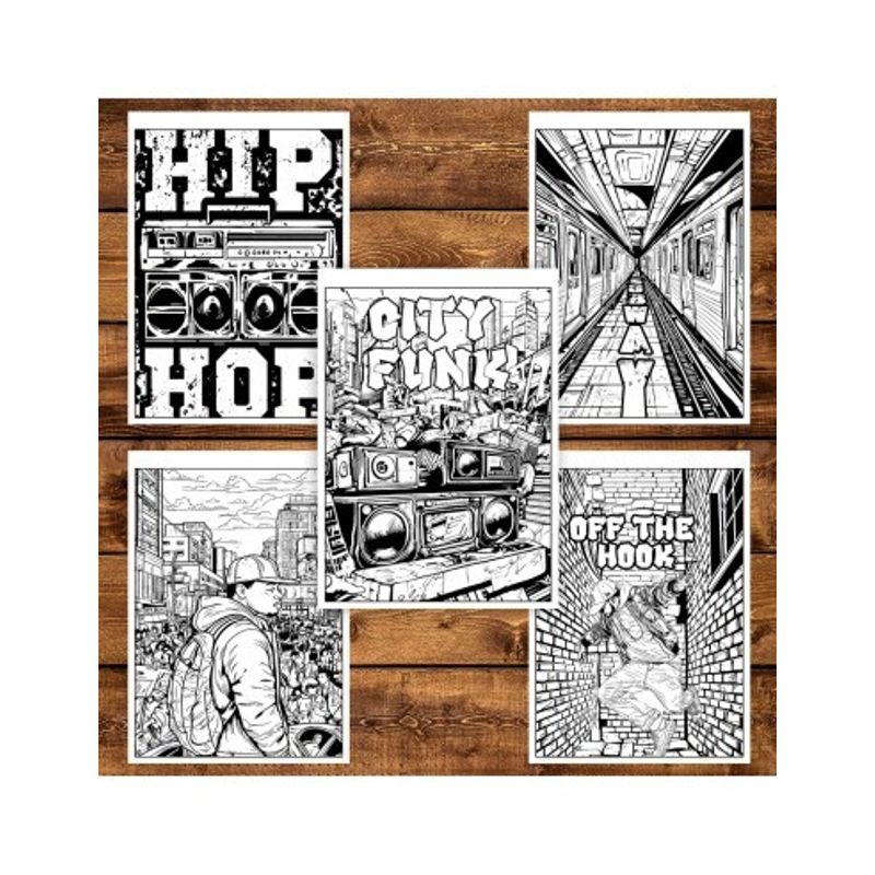Carti si Birotica - Carti - Carti pentru copii - Carti de colorat - Carte de colorat, 50 de ilustratii Hip-Hop, 106 pagini, A5 - Infinity.ro