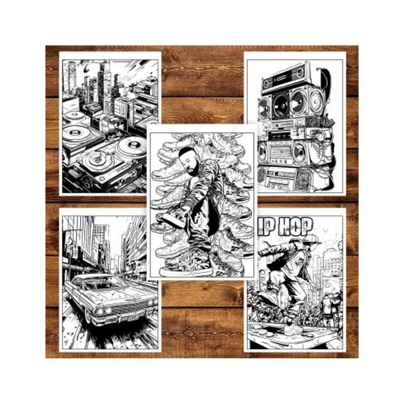 Carti si Birotica - Carti - Carti pentru copii - Carti de colorat - Carte de colorat, 50 de ilustratii Hip-Hop, 106 pagini, A5 - Infinity.ro
