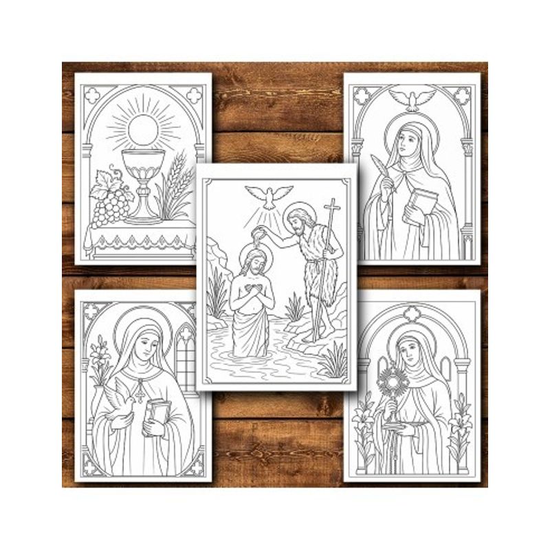 Carti si Birotica - Carti - Carti pentru copii - Carti de colorat - Carte de colorat, 50 de ilustratii Icoane catolice - Volumul I, 106 pagini, A5 - Infinity.ro
