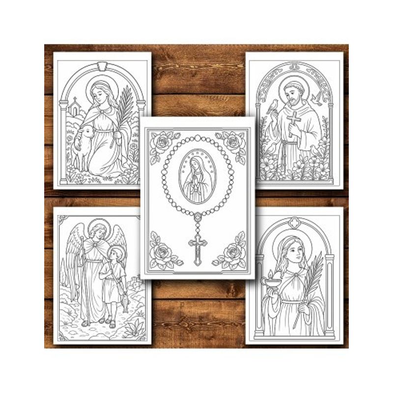 Carti si Birotica - Carti - Carti pentru copii - Carti de colorat - Carte de colorat, 50 de ilustratii Icoane catolice - Volumul I, 106 pagini, A5 - Infinity.ro