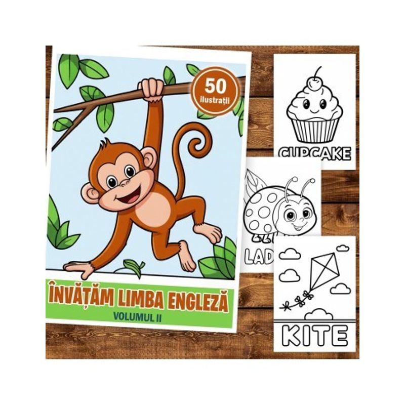 Carti si Birotica - Carti - Carti pentru copii - Carti de colorat - Carte de colorat, 50 de ilustratii Invatam Limba Engleza - Volumul II, 106 pagini, A5 - Infinity.ro