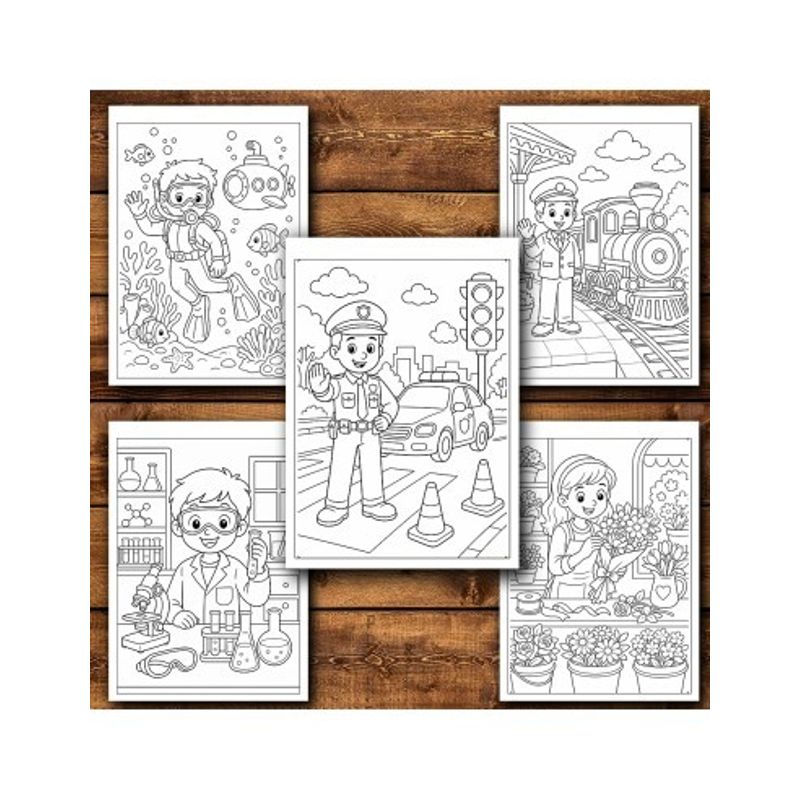 Carti si Birotica - Carti - Carti pentru copii - Carti de colorat - Carte de colorat, 50 de ilustratii Invatam Meserii - Volumul I, 106 pagini, A5 - Infinity.ro