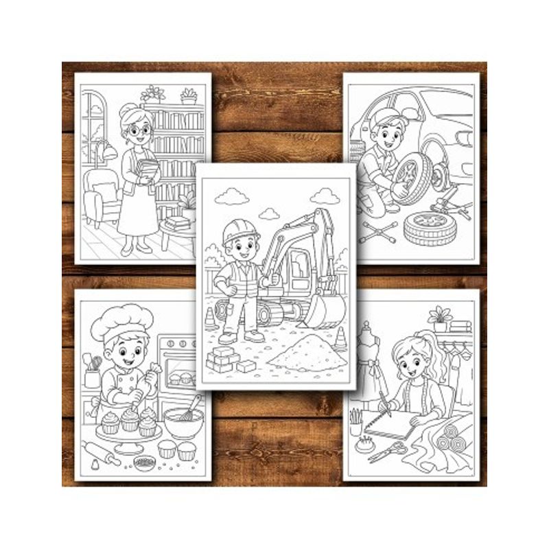 Carti si Birotica - Carti - Carti pentru copii - Carti de colorat - Carte de colorat, 50 de ilustratii Invatam Meserii - Volumul I, 106 pagini, A5 - Infinity.ro