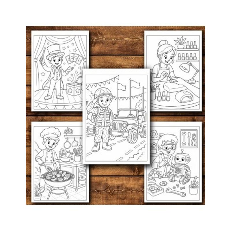 Carti si Birotica - Carti - Carti pentru copii - Carti de colorat - Carte de colorat, 50 de ilustratii Invatam Meserii - Volumul I, 106 pagini, A5 - Infinity.ro