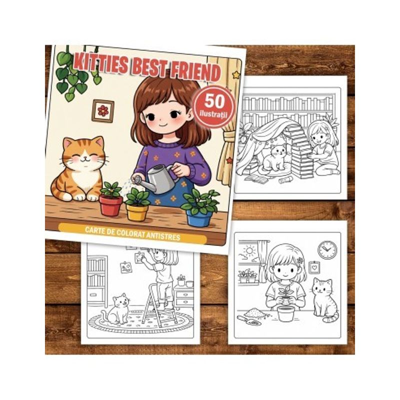 Carti si Birotica - Carti - Carti pentru copii - Carti de colorat - Carte de colorat, 50 de ilustratii Kitties Best Friend, 106 pagini, A5 - Infinity.ro