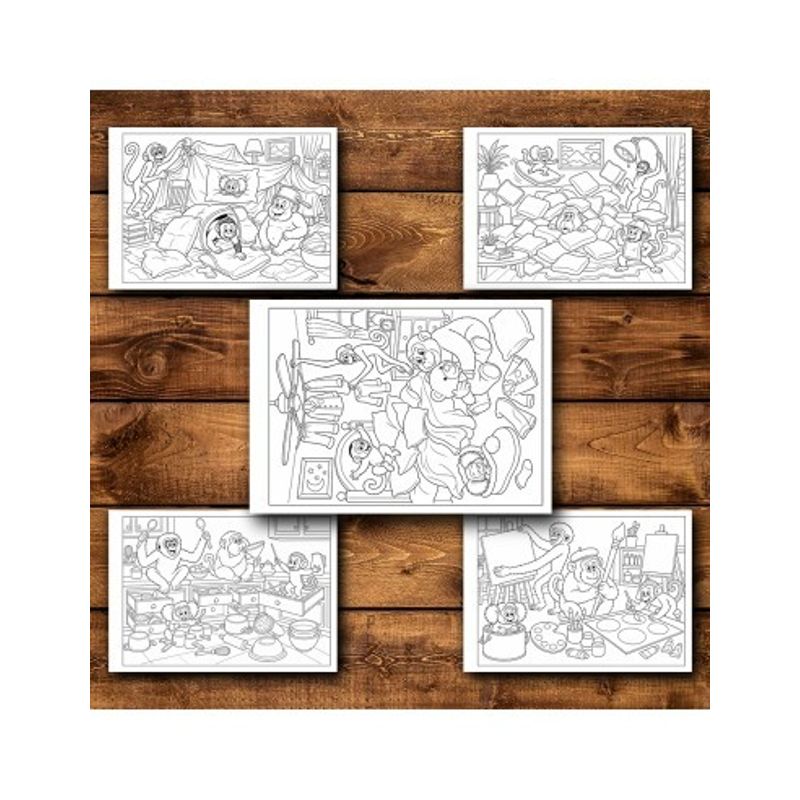 Carti si Birotica - Carti - Carti pentru copii - Carti de colorat - Carte de colorat, 50 de ilustratii Maimute Poznase - Volumul II, 106 pagini, A5 - Infinity.ro