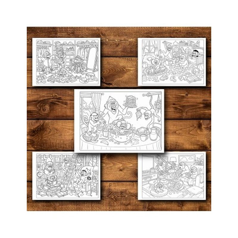 Carti si Birotica - Carti - Carti pentru copii - Carti de colorat - Carte de colorat, 50 de ilustratii Maimute Poznase - Volumul II, 106 pagini, A5 - Infinity.ro