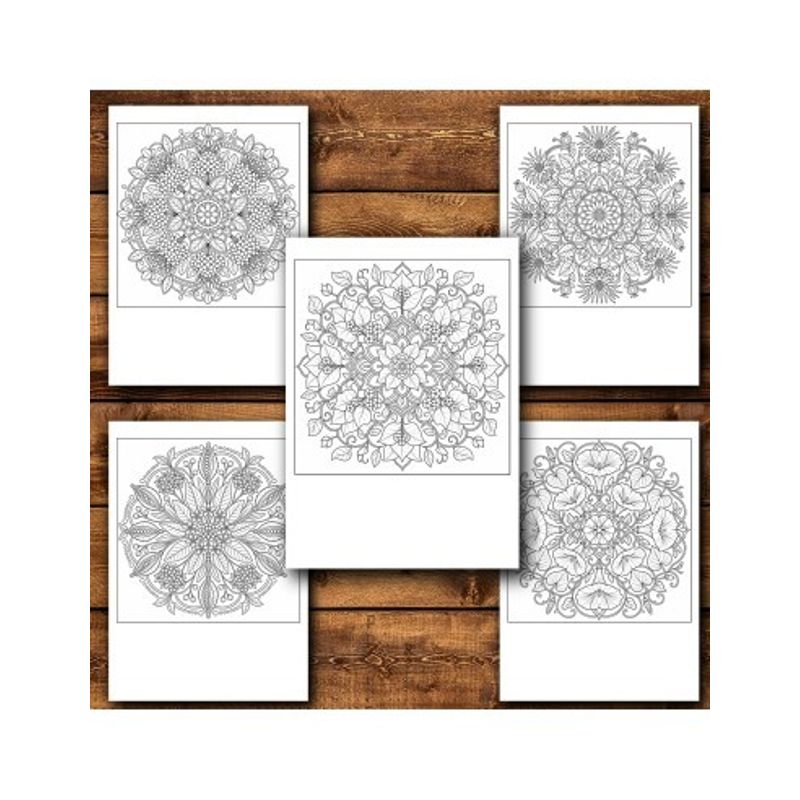 Carti si Birotica - Carti - Carti pentru copii - Carti de colorat - Carte de colorat, 50 de ilustratii Mandale cu flori - Volumul I, 106 pagini, A5 - Infinity.ro