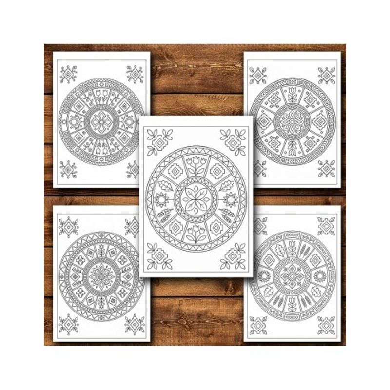 Carti si Birotica - Carti - Carti pentru copii - Carti de colorat - Carte de colorat, 50 de ilustratii Mandale cu motive populare, 106 pagini, A5 - Infinity.ro