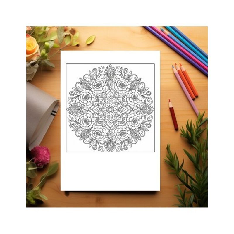 Carti si Birotica - Carti - Carti pentru copii - Carti de colorat - Carte de colorat, 50 de ilustratii Mandale cu flori - Volumul II, 106 pagini, A5 - Infinity.ro