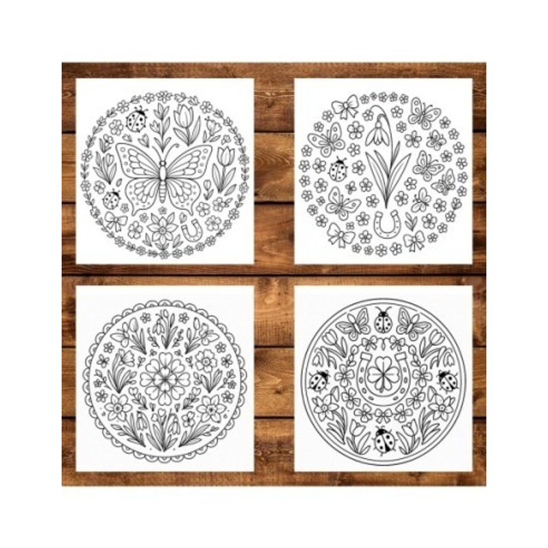 Carti si Birotica - Carti - Carti pentru copii - Carti de colorat - Carte de colorat, 50 de ilustratii Mandale de Primavara, 106 pagini, A5 - Infinity.ro