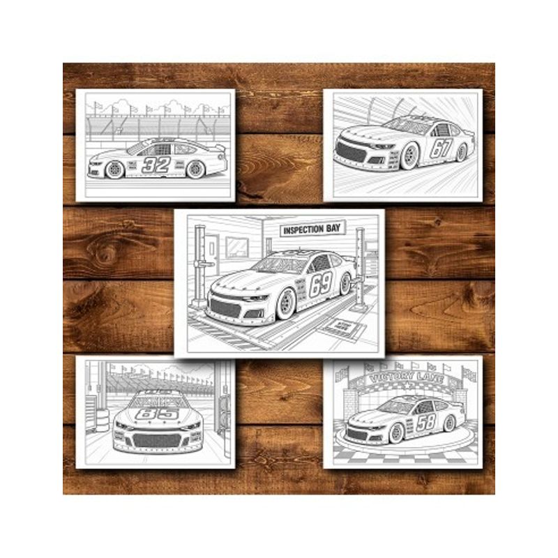 Carti si Birotica - Carti - Carti pentru copii - Carti de colorat - Carte de colorat, 50 de ilustratii Masini Nascar - Volumul II, 106 pagini, A5 - Infinity.ro