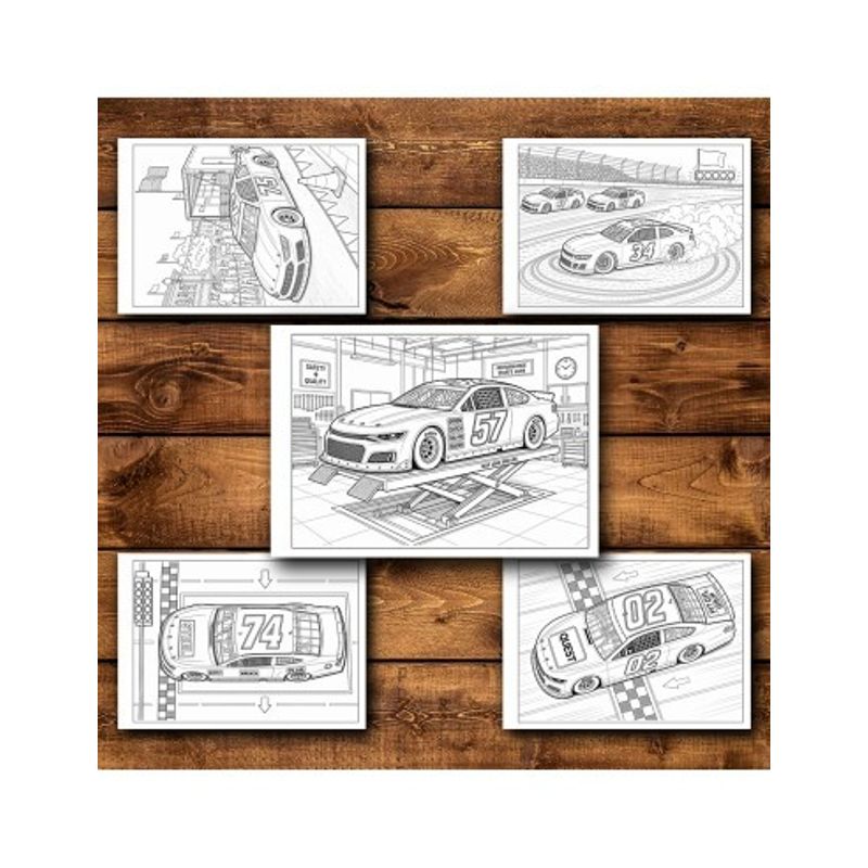 Carti si Birotica - Carti - Carti pentru copii - Carti de colorat - Carte de colorat, 50 de ilustratii Masini Nascar - Volumul I, 106 pagini, A5 - Infinity.ro