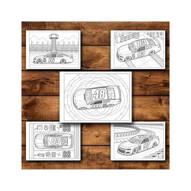 Carti si Birotica - Carti - Carti pentru copii - Carti de colorat - Carte de colorat, 50 de ilustratii Masini Nascar - Volumul I, 106 pagini, A5 - Infinity.ro