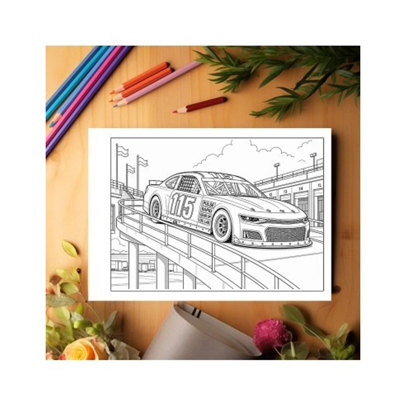 Carti si Birotica - Carti - Carti pentru copii - Carti de colorat - Carte de colorat, 50 de ilustratii Masini Nascar - Volumul I, 106 pagini, A5 - Infinity.ro