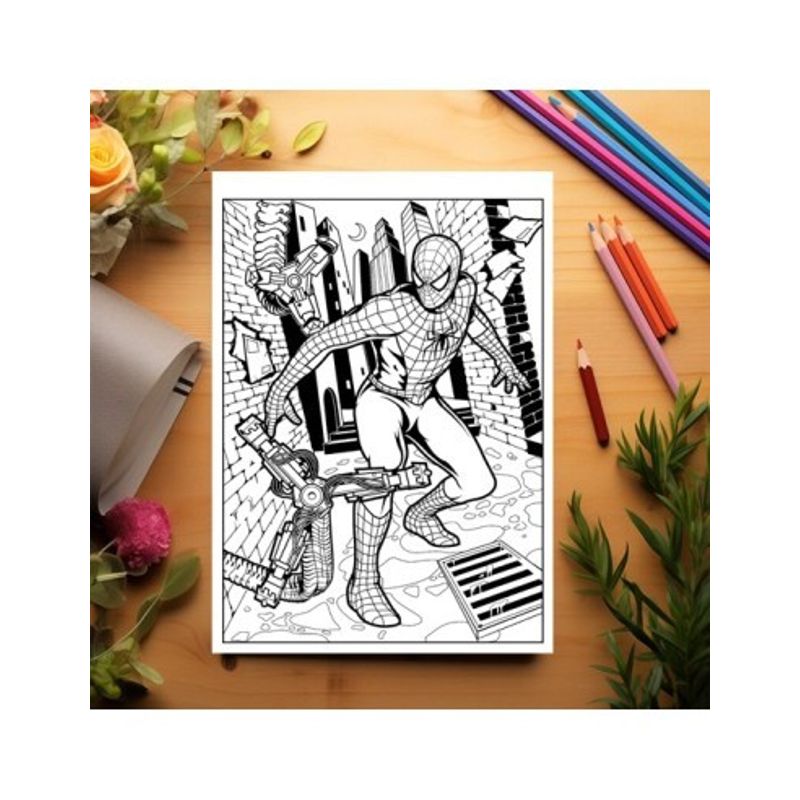 Carti si Birotica - Carti - Carti pentru copii - Carti de colorat - Carte de colorat, 50 de ilustratii Omul Paianjen, 106 pagini, A5 - Infinity.ro