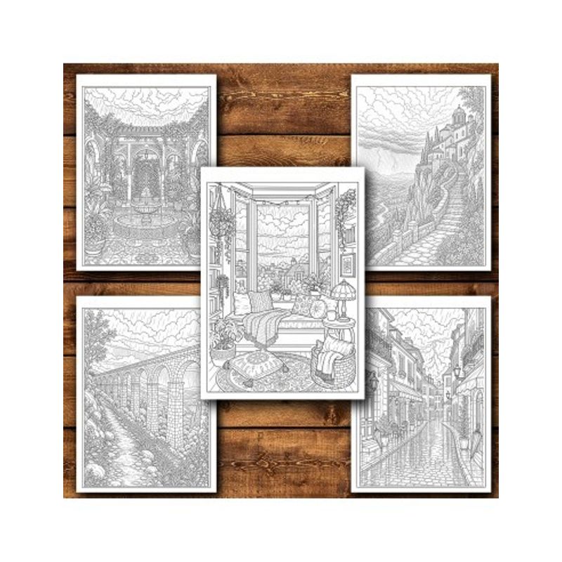Carti si Birotica - Carti - Carti pentru copii - Carti de colorat - Carte de colorat, 50 de ilustratii Peisaje Ploioase - Volumul I, 106 pagini, A5 - Infinity.ro