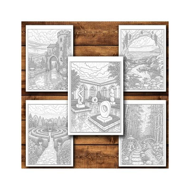 Carti si Birotica - Carti - Carti pentru copii - Carti de colorat - Carte de colorat, 50 de ilustratii Peisaje Ploioase - Volumul I, 106 pagini, A5 - Infinity.ro
