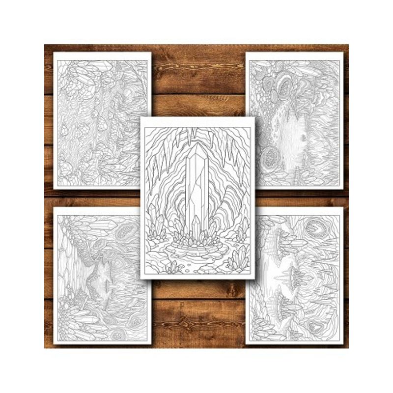 Carti si Birotica - Carti - Carti pentru copii - Carti de colorat - Carte de colorat, 50 de ilustratii Pesteri cu cristale, 106 pagini, A5 - Infinity.ro