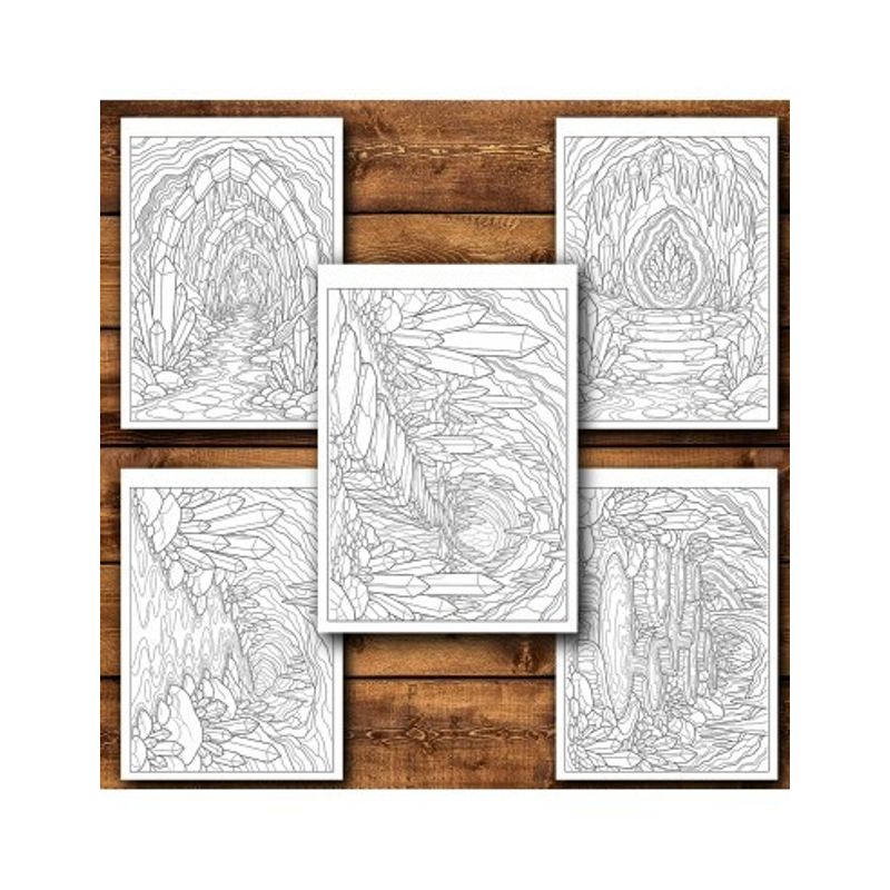 Carti si Birotica - Carti - Carti pentru copii - Carti de colorat - Carte de colorat, 50 de ilustratii Pesteri cu cristale, 106 pagini, A5 - Infinity.ro