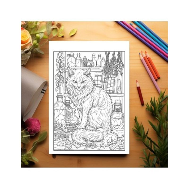 Carti si Birotica - Carti - Carti pentru copii - Carti de colorat - Carte de colorat, 50 de ilustratii Pisici Malefice - Volumul I, 106 pagini, A5 - Infinity.ro