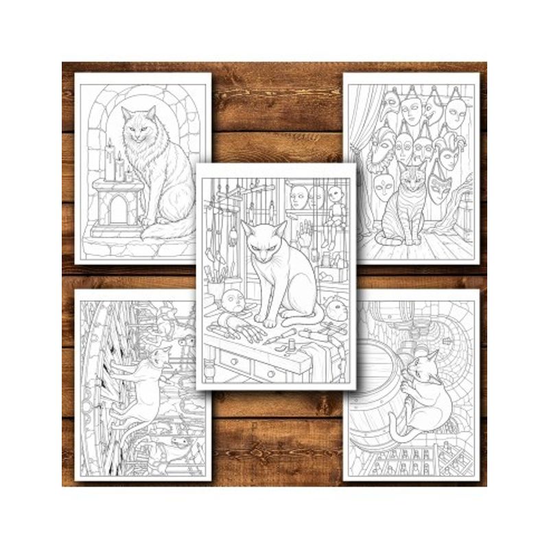 Carti si Birotica - Carti - Carti pentru copii - Carti de colorat - Carte de colorat, 50 de ilustratii Pisici Malefice - Volumul I, 106 pagini, A5 - Infinity.ro