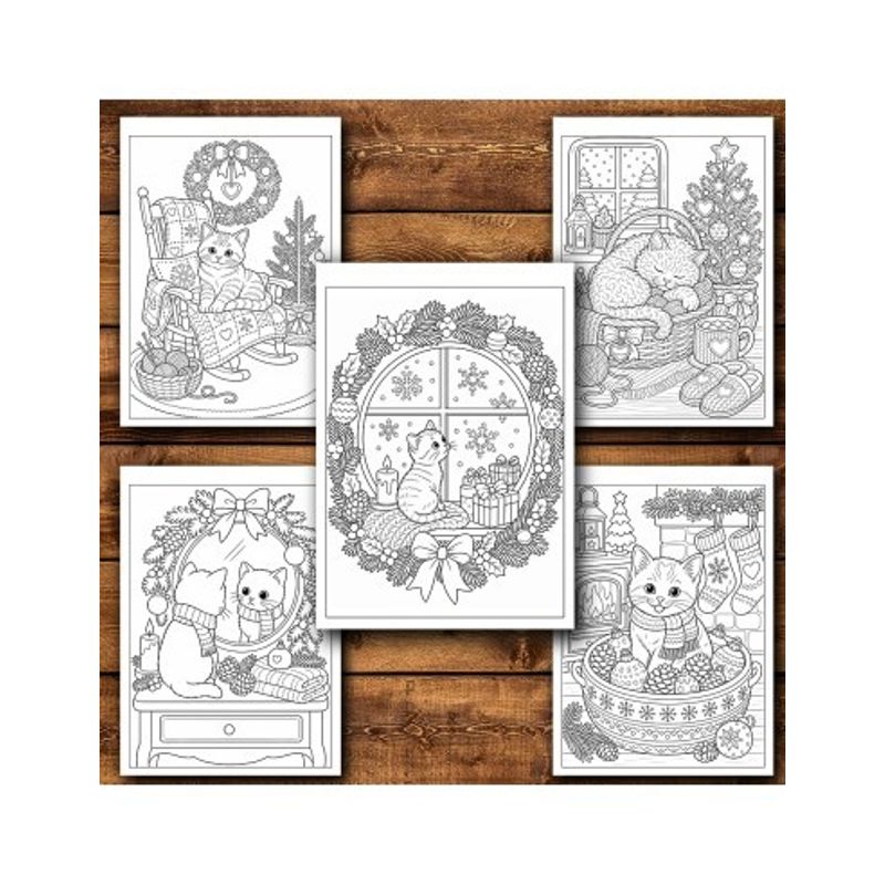 Carti si Birotica - Carti - Carti pentru copii - Carti de colorat - Carte de colorat, 50 de ilustratii Pisici de Craciun - Volumul V, 106 pagini, A5 - Infinity.ro
