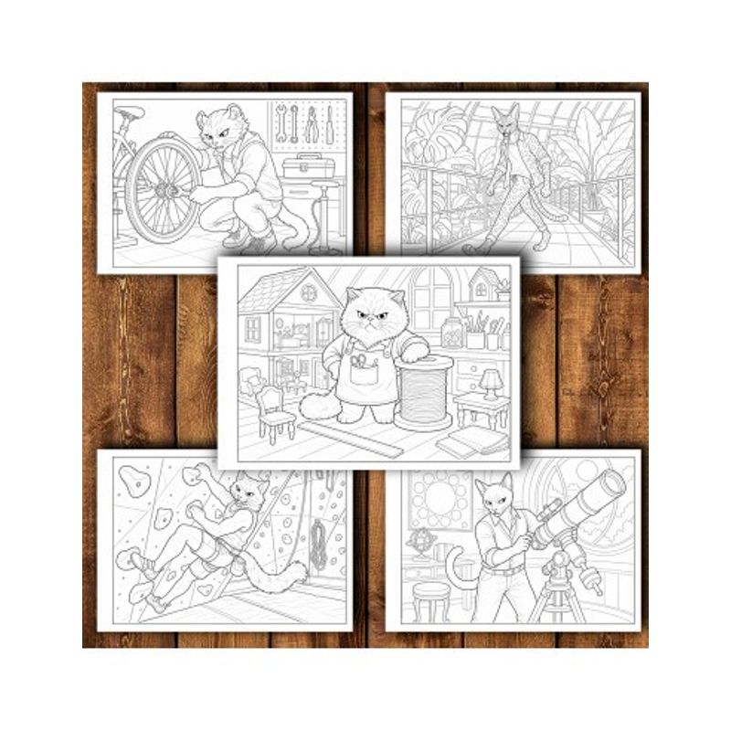 Carti si Birotica - Carti - Carti pentru copii - Carti de colorat - Carte de colorat, 50 de ilustratii Pisici Neimblanzite - Volumul I, 106 pagini, A5 - Infinity.ro