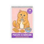 Carti si Birotica - Carti - Carti pentru copii - Carti de colorat - Carte de colorat, 50 de ilustratii Pisicute cu mancare, 106 pagini, A5 - Infinity.ro