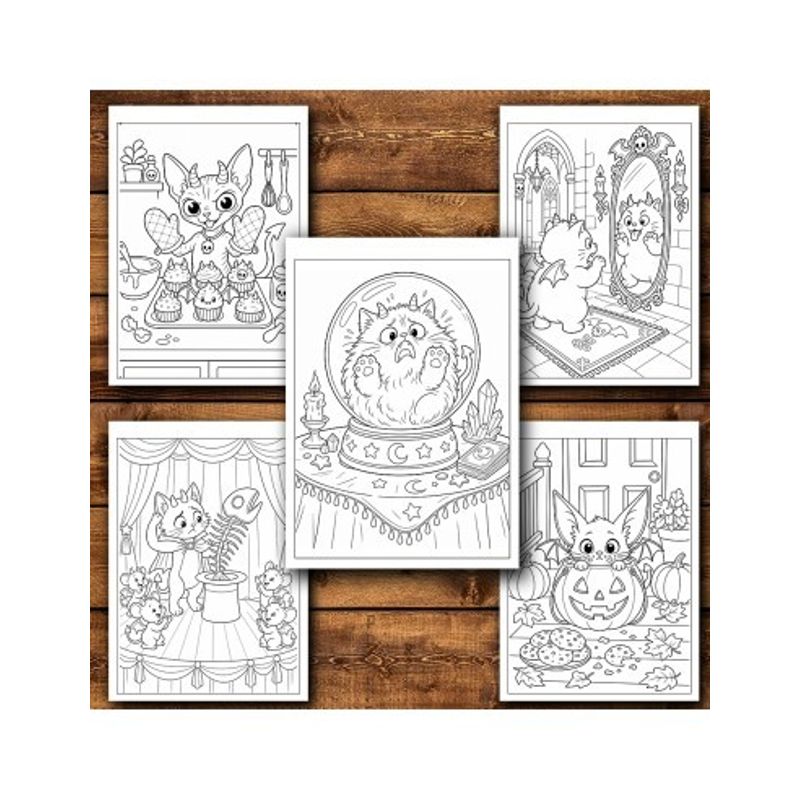 Carti si Birotica - Carti - Carti pentru copii - Carti de colorat - Carte de colorat, 50 de ilustratii Pisicute Dracusori, 106 pagini, A5 - Infinity.ro