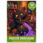 Carti si Birotica - Carti - Carti pentru copii - Carti de colorat - Carte de colorat, 50 de ilustratii Pisicute Dracusori, 106 pagini, A5 - Infinity.ro