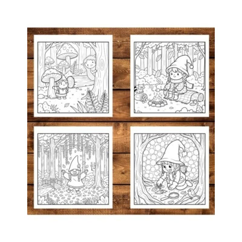 Carti si Birotica - Carti - Carti pentru copii - Carti de colorat - Carte de colorat, 50 de ilustratii Pitici de Padure, 106 pagini, A5 - Infinity.ro