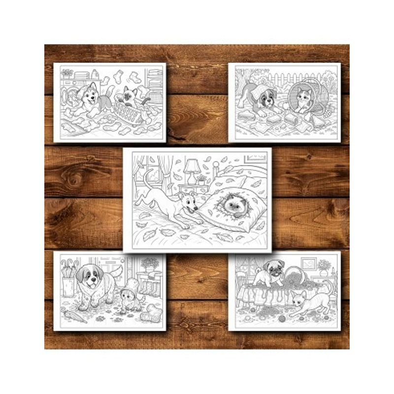 Carti si Birotica - Carti - Carti pentru copii - Carti de colorat - Carte de colorat, 50 de ilustratii Pisicute si Catei Obraznici - Volumul I, 106 pagini, A5 - Infinity.ro