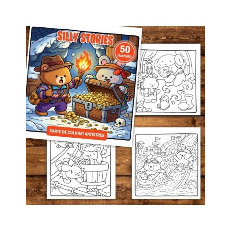 Carti si Birotica - Carti - Carti pentru copii - Carti de colorat - Carte de colorat, 50 de ilustratii Silly Stories, 106 pagini, A5 - Infinity.ro