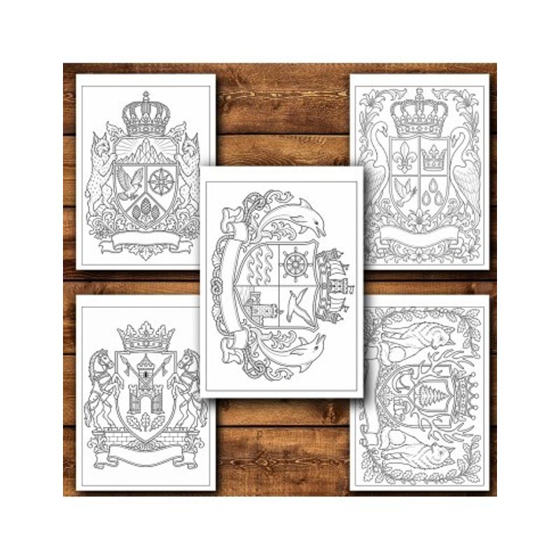 Carti si Birotica - Carti - Carti pentru copii - Carti de colorat - Carte de colorat, 50 de ilustratii Steme si Blazoane - Volumul II, 106 pagini, A5 - Infinity.ro