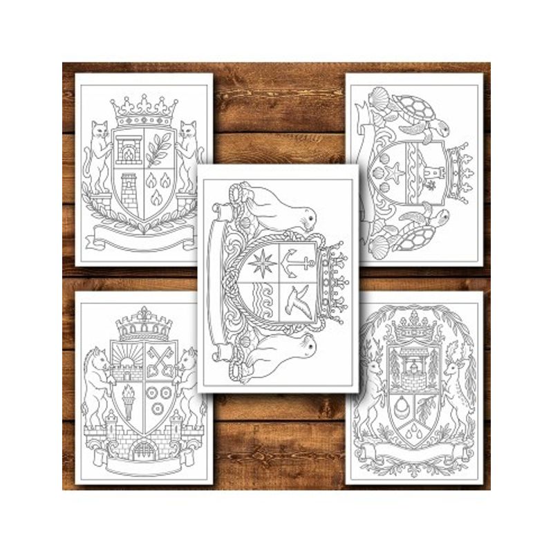 Carti si Birotica - Carti - Carti pentru copii - Carti de colorat - Carte de colorat, 50 de ilustratii Steme si Blazoane - Volumul II, 106 pagini, A5 - Infinity.ro