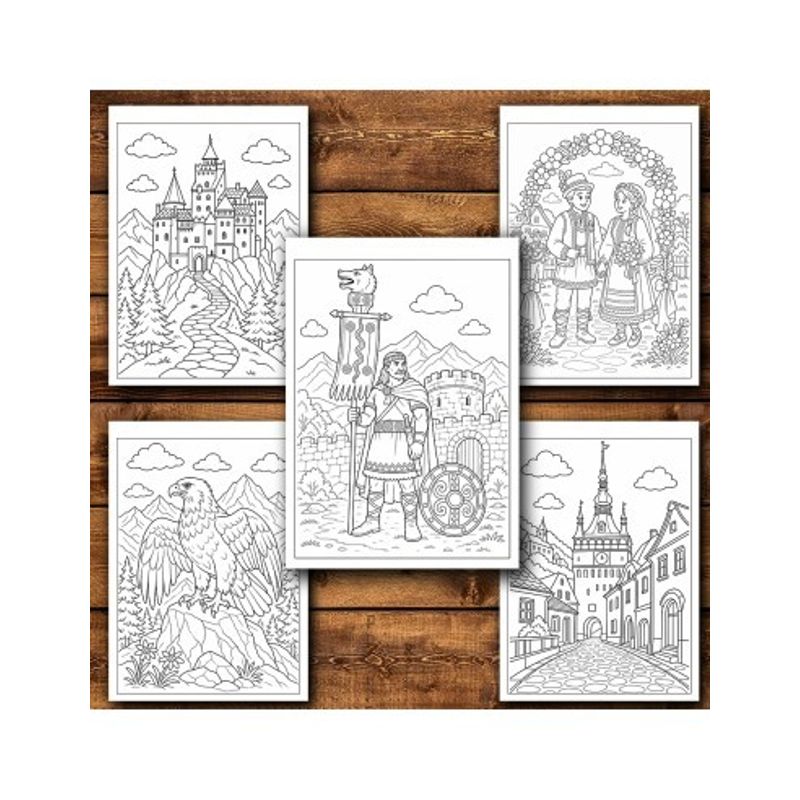Carti si Birotica - Carti - Carti pentru copii - Carti de colorat - Carte de colorat, 50 de ilustratii Romania - Volumul I - Pentru copii, 106 pagini, A5 - Infinity.ro
