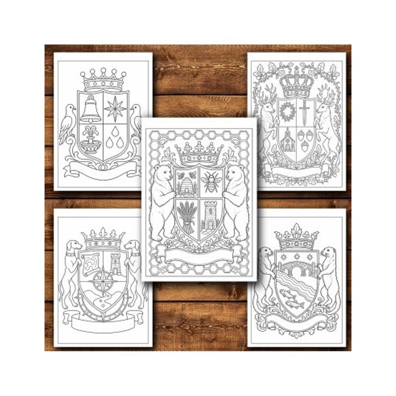 Carti si Birotica - Carti - Carti pentru copii - Carti de colorat - Carte de colorat, 50 de ilustratii Steme si Blazoane - Volumul II, 106 pagini, A5 - Infinity.ro