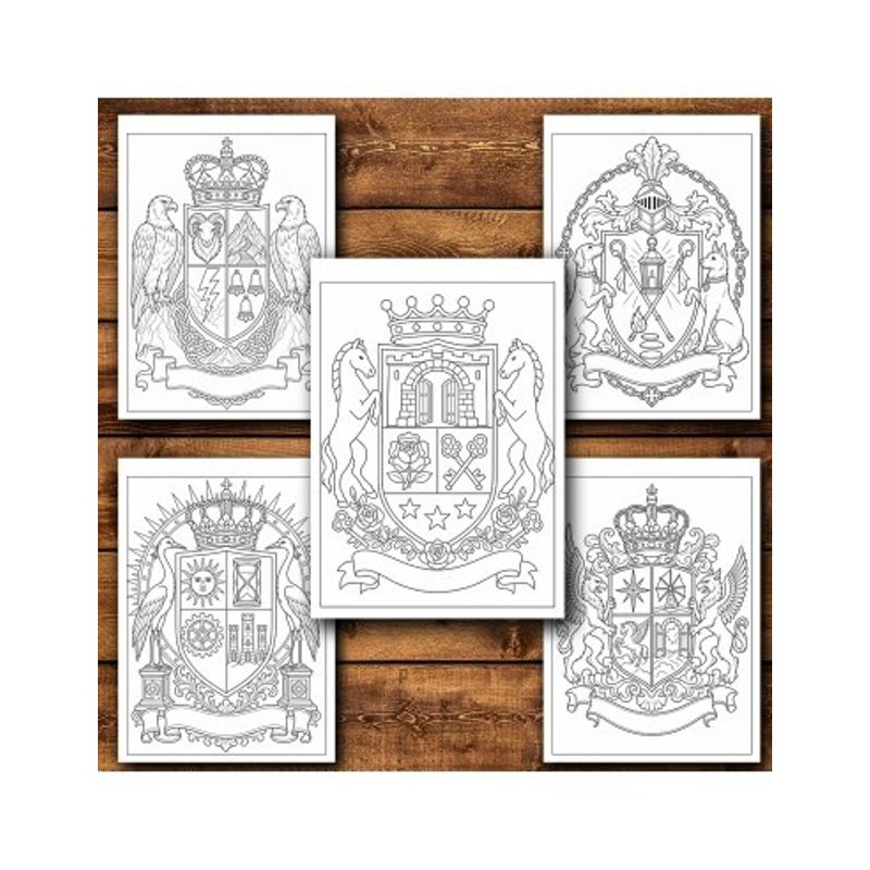 Carti si Birotica - Carti - Carti pentru copii - Carti de colorat - Carte de colorat, 50 de ilustratii Steme si Blazoane - Volumul I, 106 pagini, A5 - Infinity.ro
