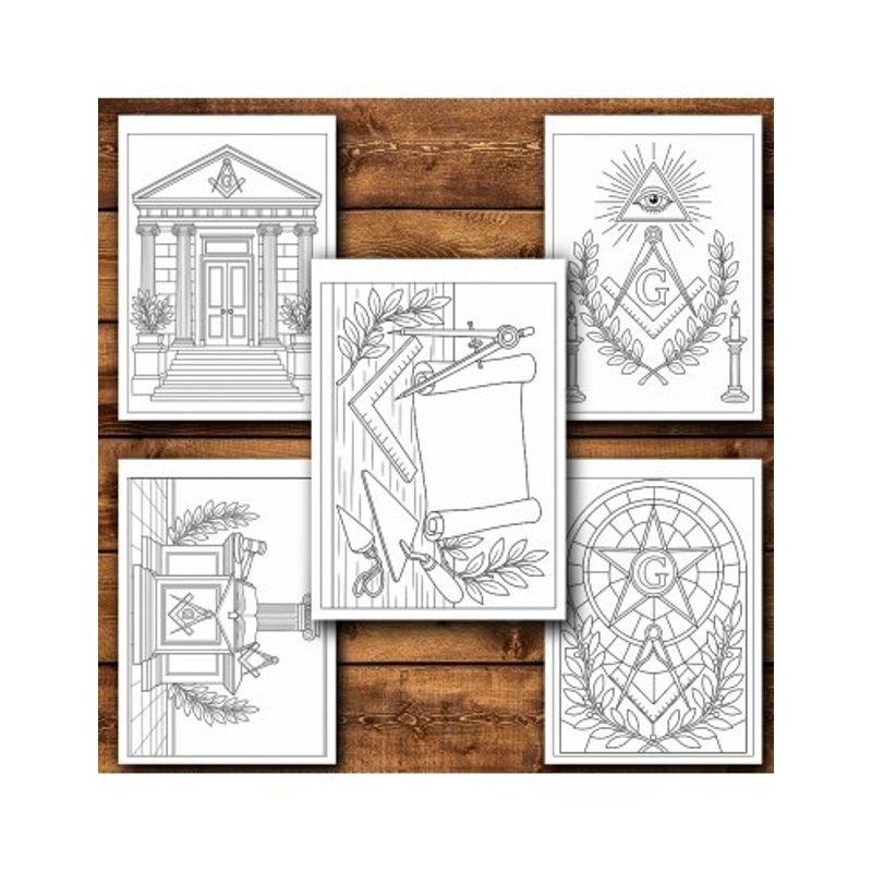 Carti si Birotica - Carti - Carti pentru copii - Carti de colorat - Carte de colorat, 50 de ilustratii Simboluri Masonice, 106 pagini, A5 - Infinity.ro