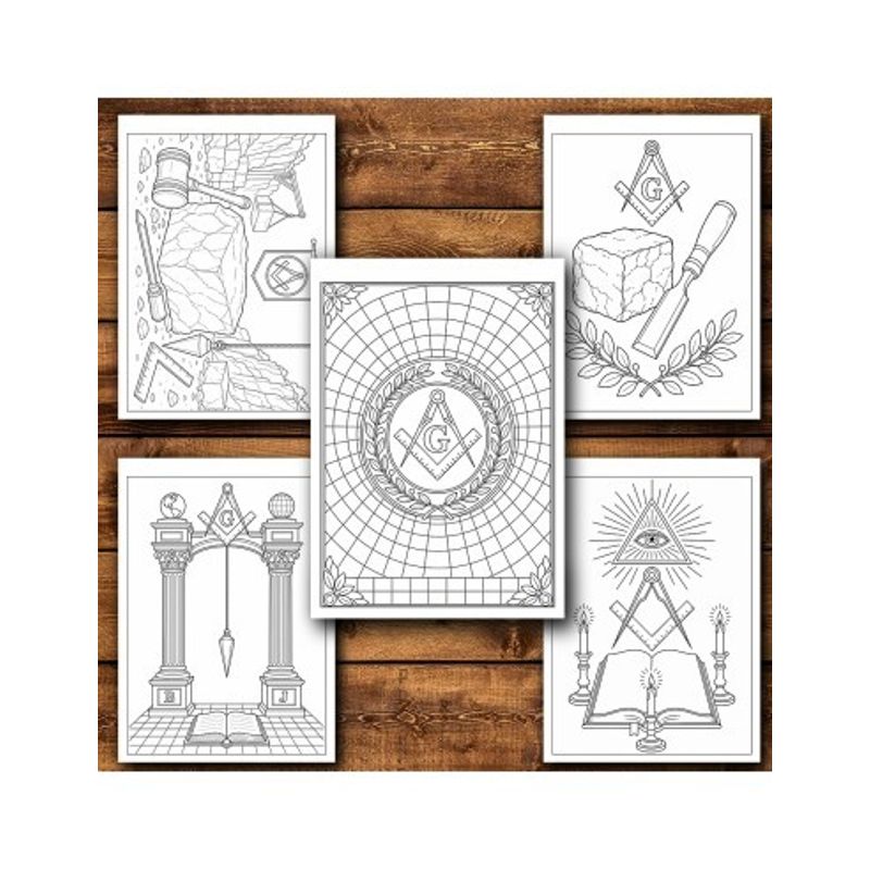 Carti si Birotica - Carti - Carti pentru copii - Carti de colorat - Carte de colorat, 50 de ilustratii Simboluri Masonice, 106 pagini, A5 - Infinity.ro