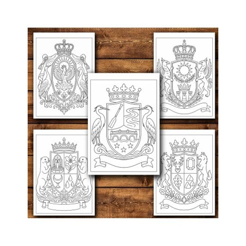 Carti si Birotica - Carti - Carti pentru copii - Carti de colorat - Carte de colorat, 50 de ilustratii Steme si Blazoane - Volumul I, 106 pagini, A5 - Infinity.ro