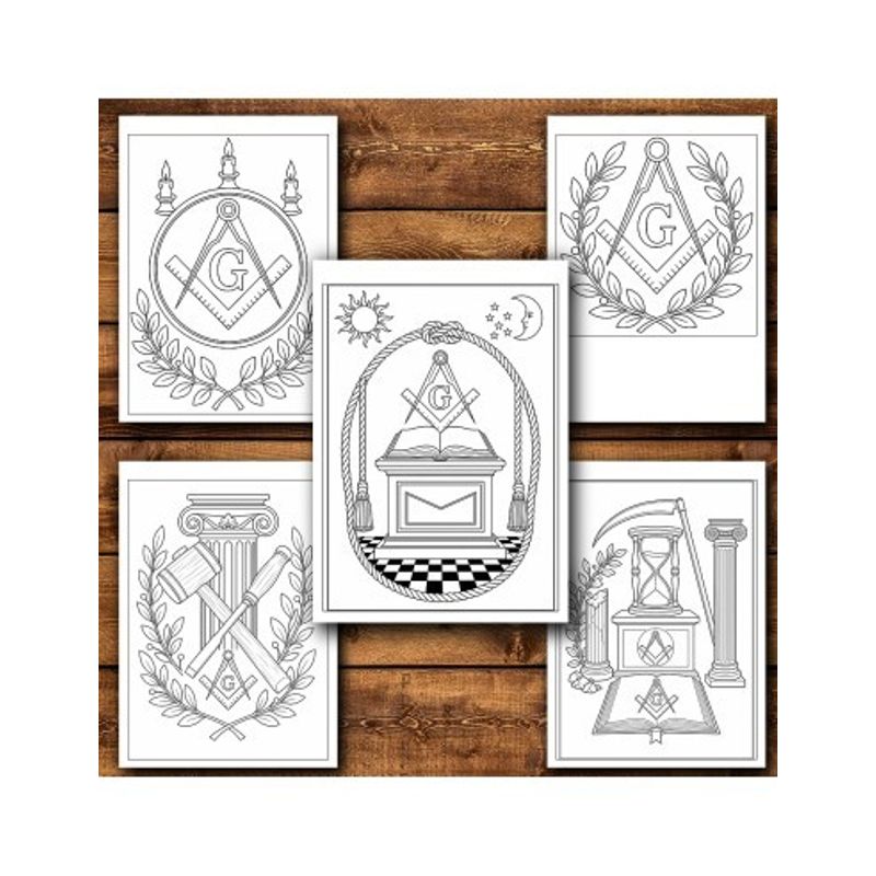 Carti si Birotica - Carti - Carti pentru copii - Carti de colorat - Carte de colorat, 50 de ilustratii Simboluri Masonice, 106 pagini, A5 - Infinity.ro