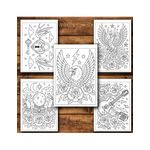 Carti si Birotica - Carti - Carti pentru copii - Carti de colorat - Carte de colorat, 50 de ilustratii Tatuaje Clasice - Volumul I, 106 pagini, A5 - Infinity.ro