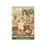 Carti si Birotica - Carti - Carti pentru copii - Carti de colorat - Carte de colorat, 50 de ilustratii Sweet girls with cats - Volumul I, 106 pagini, A5 - Infinity.ro