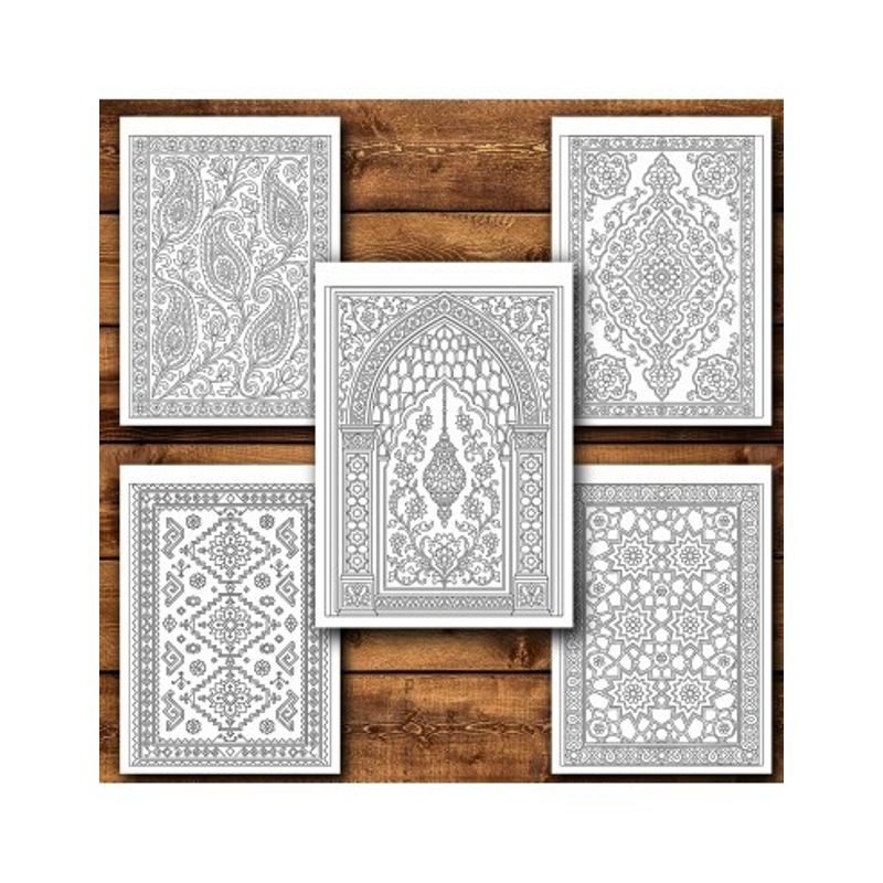 Carti si Birotica - Carti - Carti pentru copii - Carti de colorat - Carte de colorat, 50 de ilustratii Tipare cu covoare persane, 106 pagini, A5 - Infinity.ro