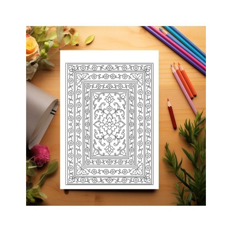 Carti si Birotica - Carti - Carti pentru copii - Carti de colorat - Carte de colorat, 50 de ilustratii Tipare cu covoare persane, 106 pagini, A5 - Infinity.ro