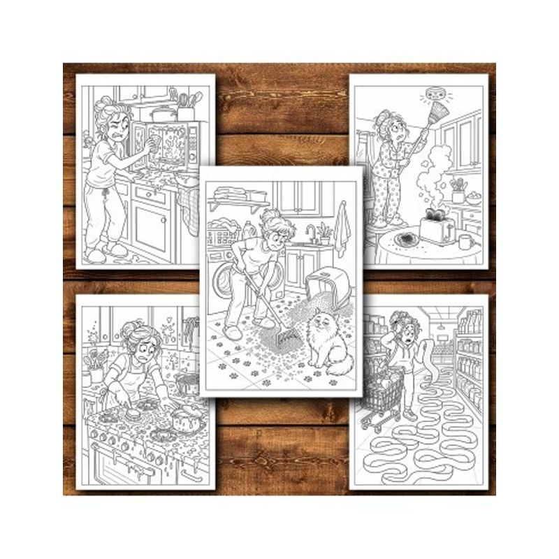 Carti si Birotica - Carti - Carti pentru copii - Carti de colorat - Carte de colorat, 50 de ilustratii Tired Mom - Volumul I, 106 pagini, A5 - Infinity.ro